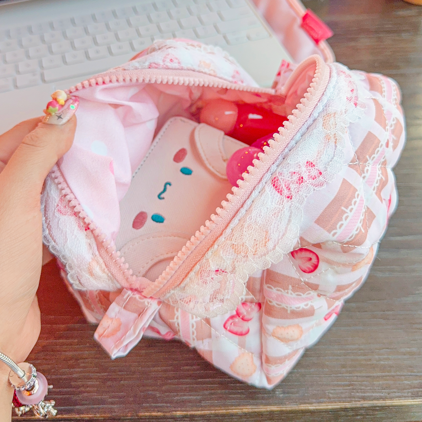 Strawberry Biscuit Chiffon Makeup Bag