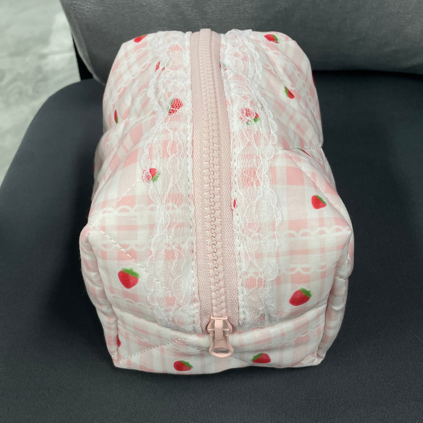 Grade B Strawberry Chiffon Makeup Bag