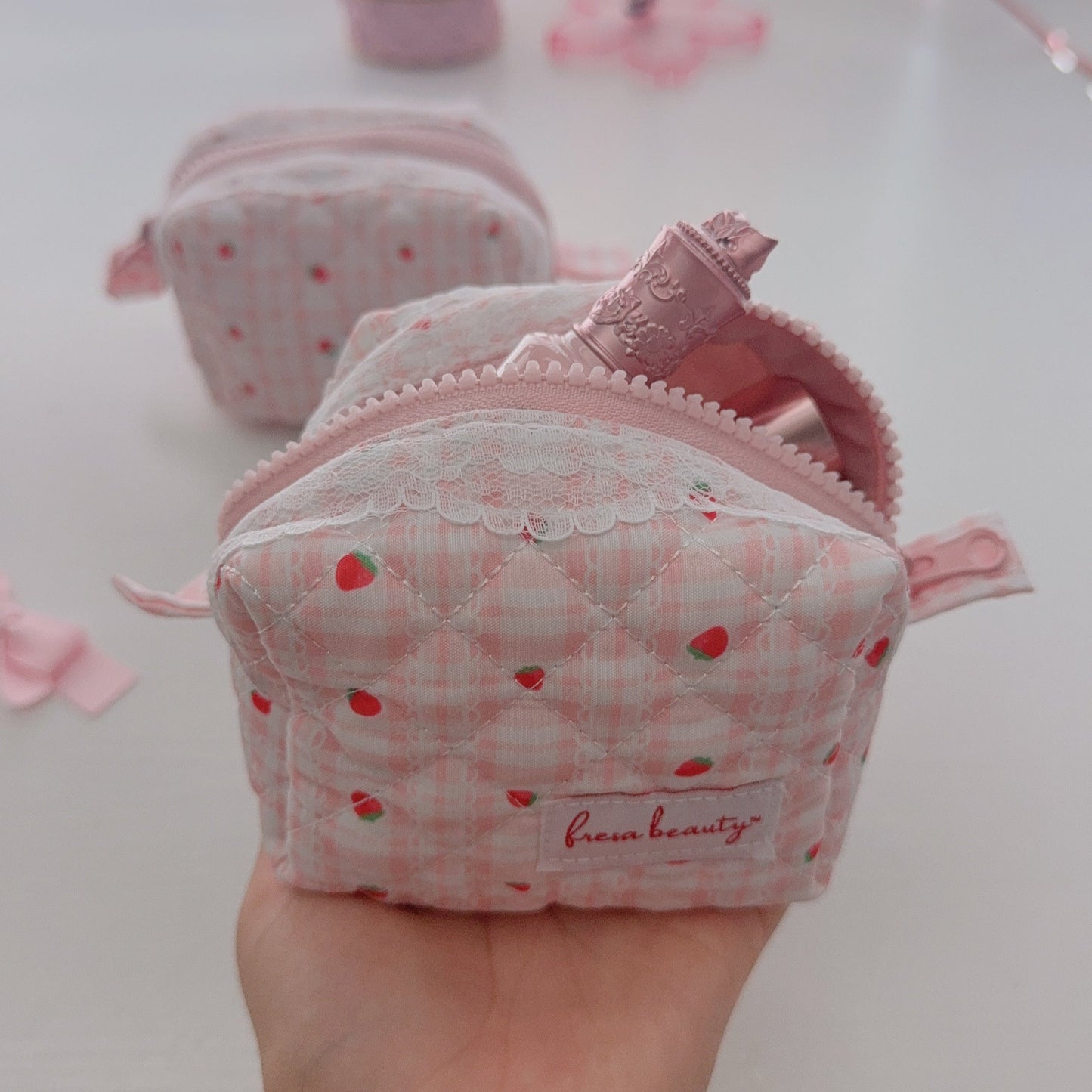 Strawberry Chiffon Makeup Bag Mini