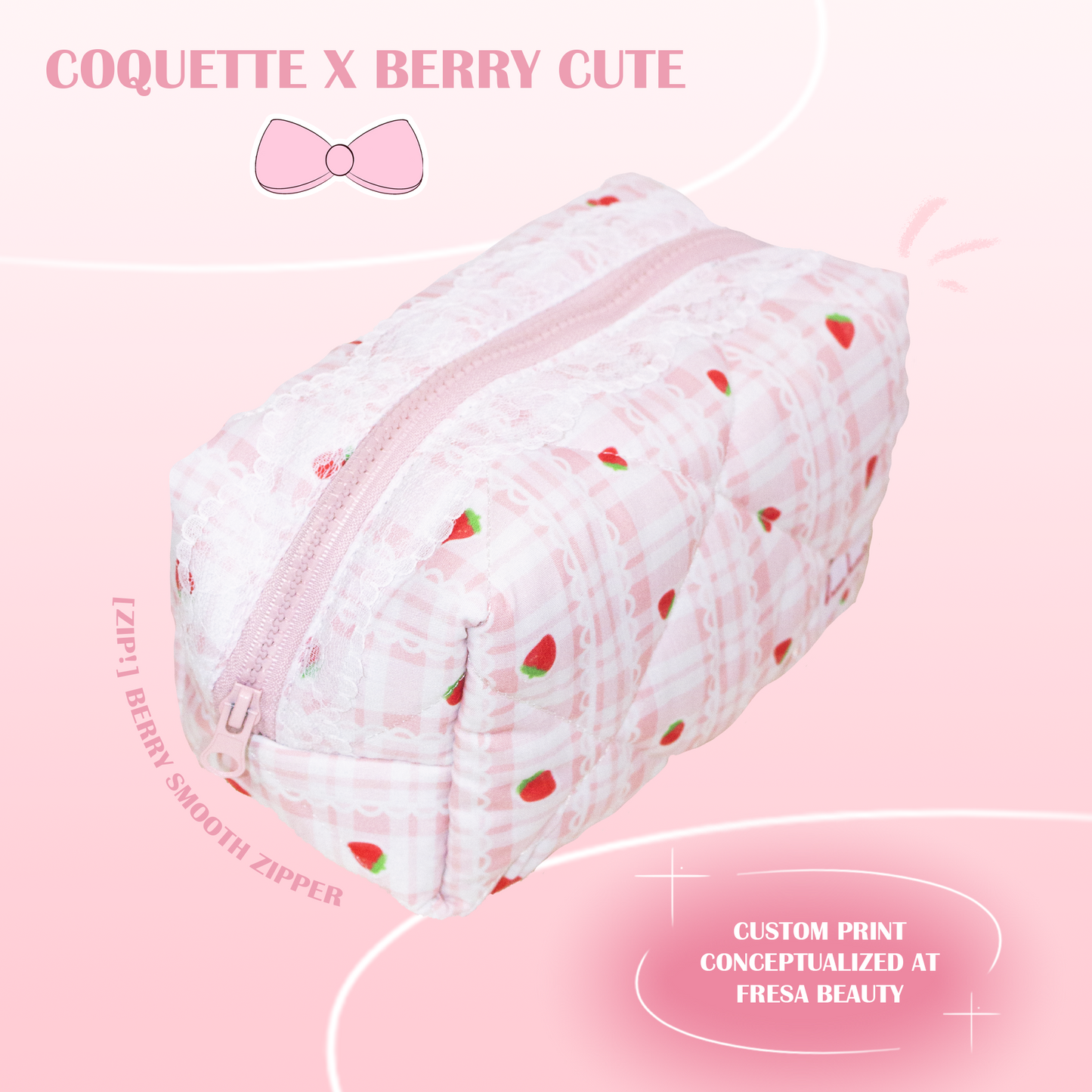 Strawberry Chiffon Makeup Bag