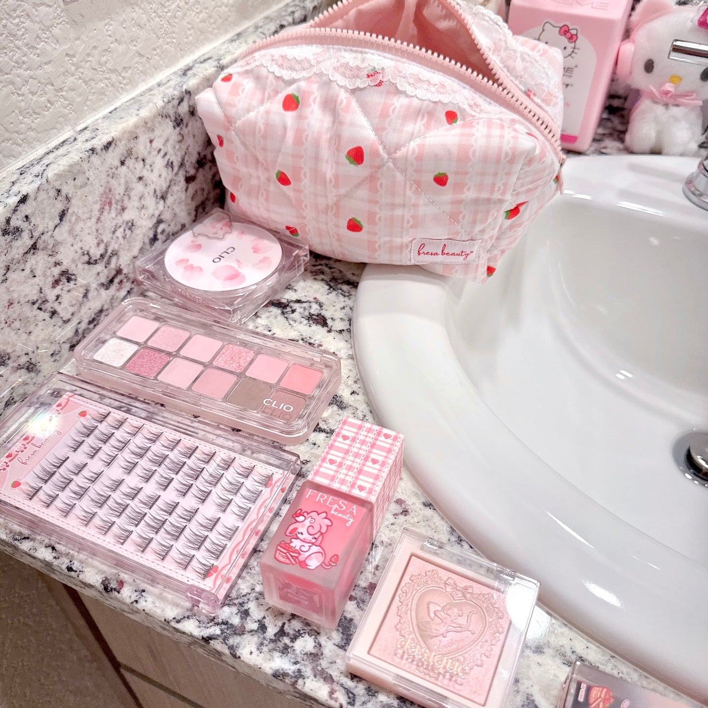 Strawberry Chiffon Makeup Bag