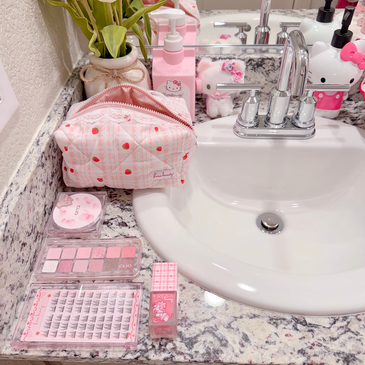 Strawberry Chiffon Makeup Bag