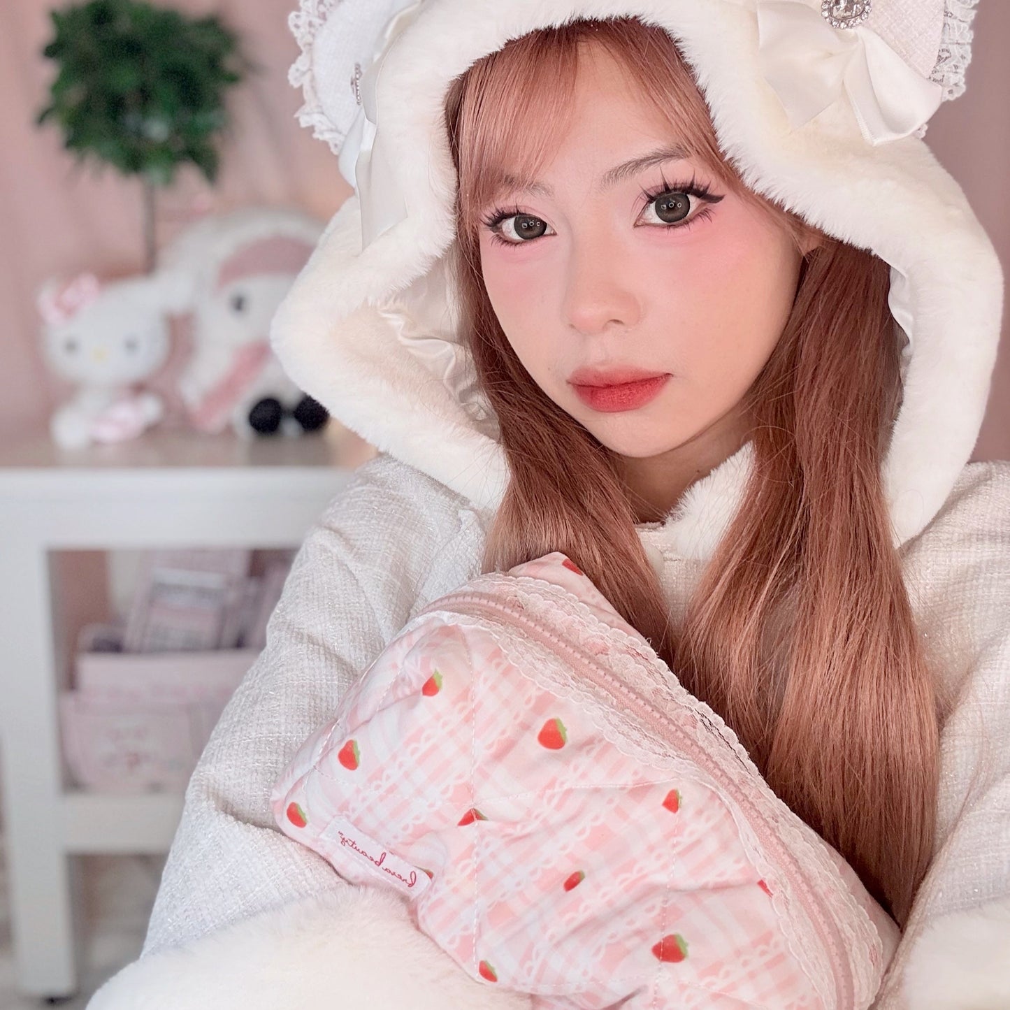 Strawberry Chiffon Makeup Bag