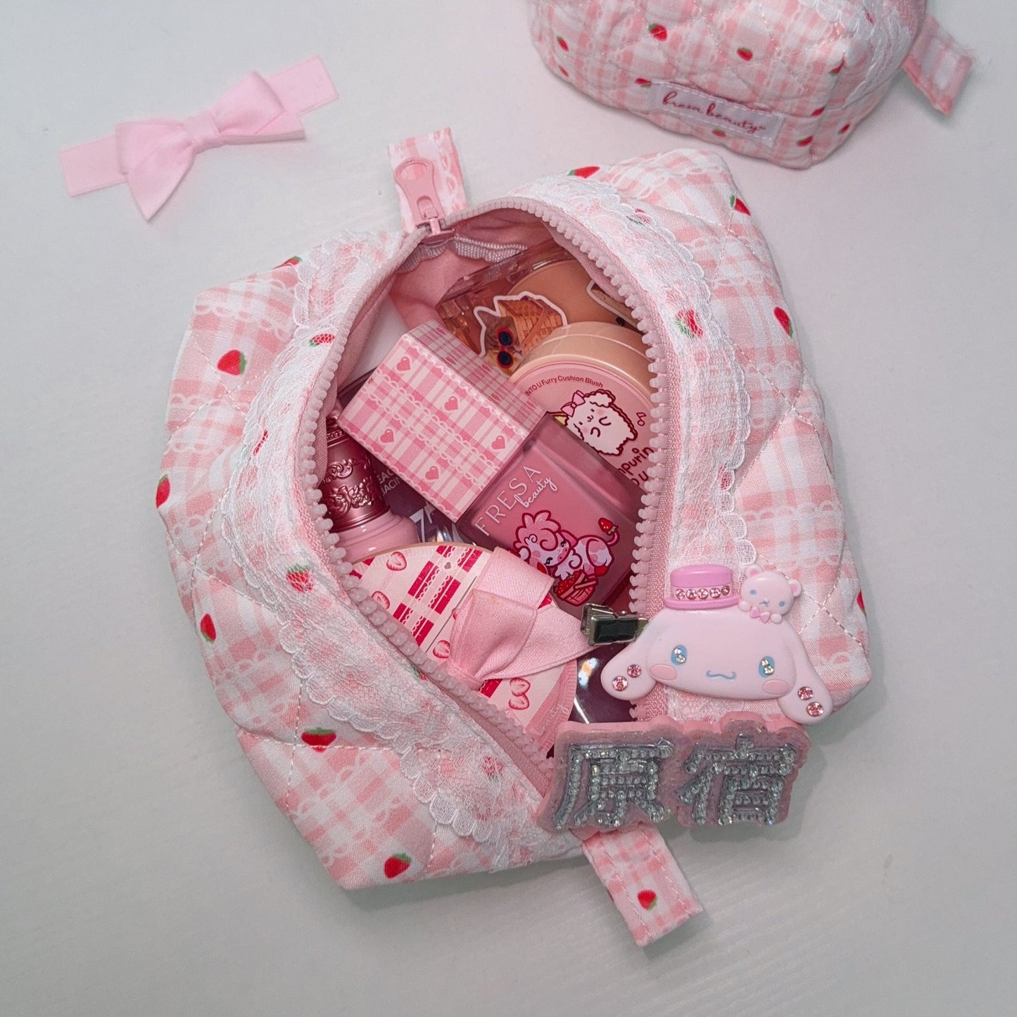 Strawberry Chiffon Makeup Bag Medium