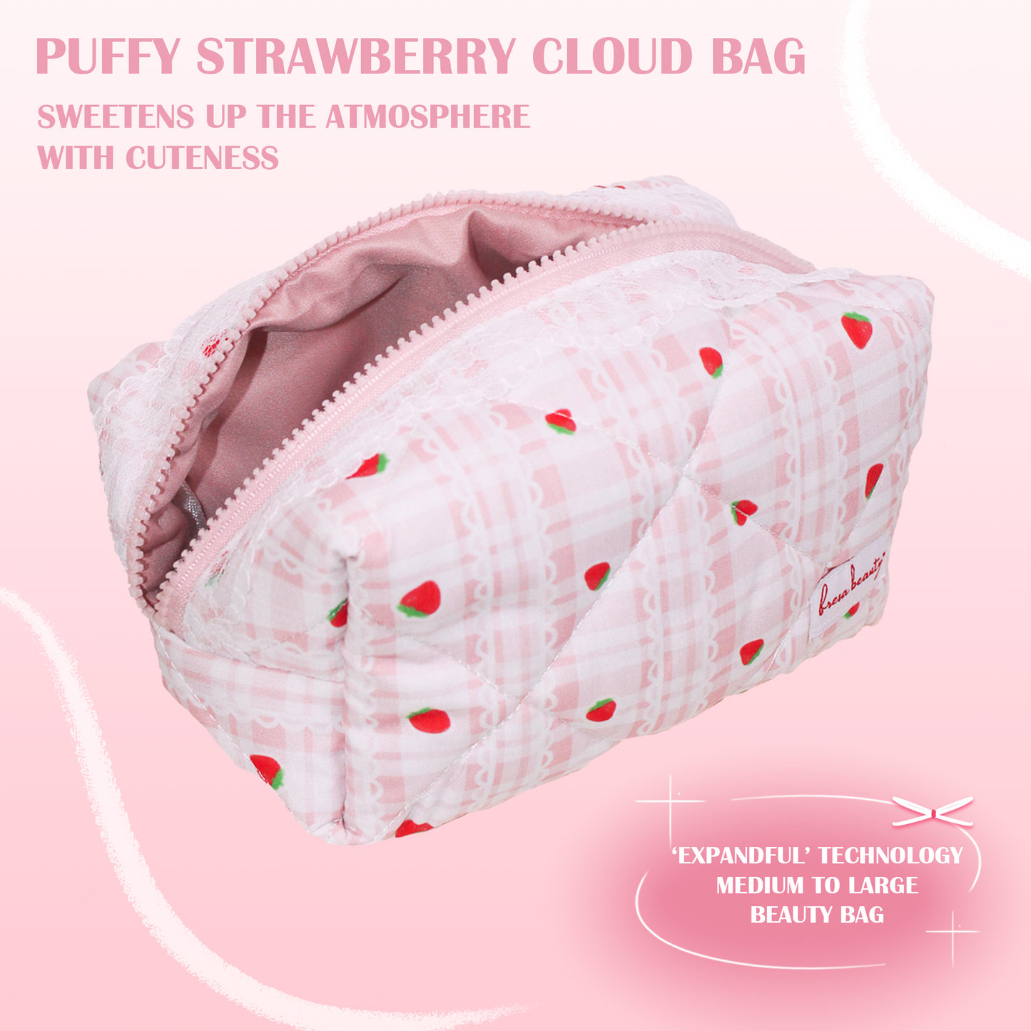 Strawberry Chiffon Makeup Bag