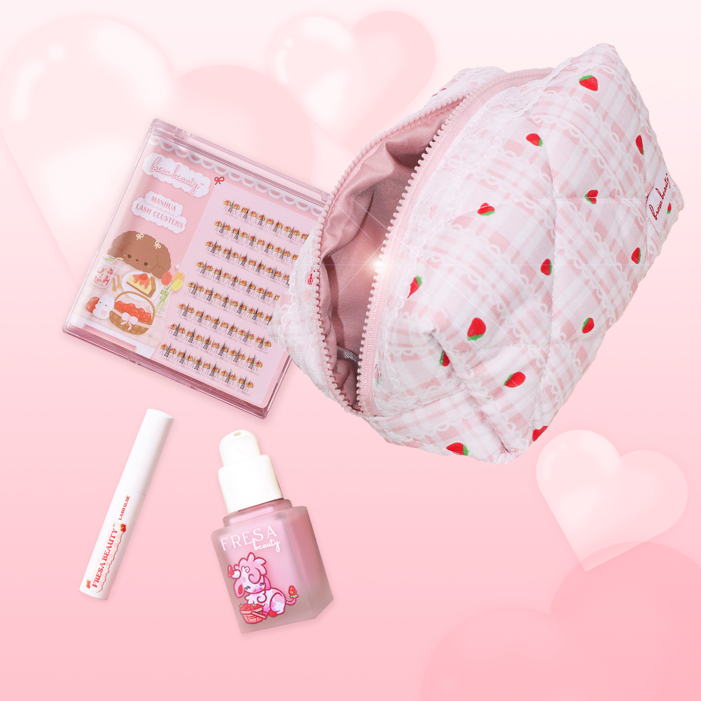 Strawberry Chiffon Makeup Bag