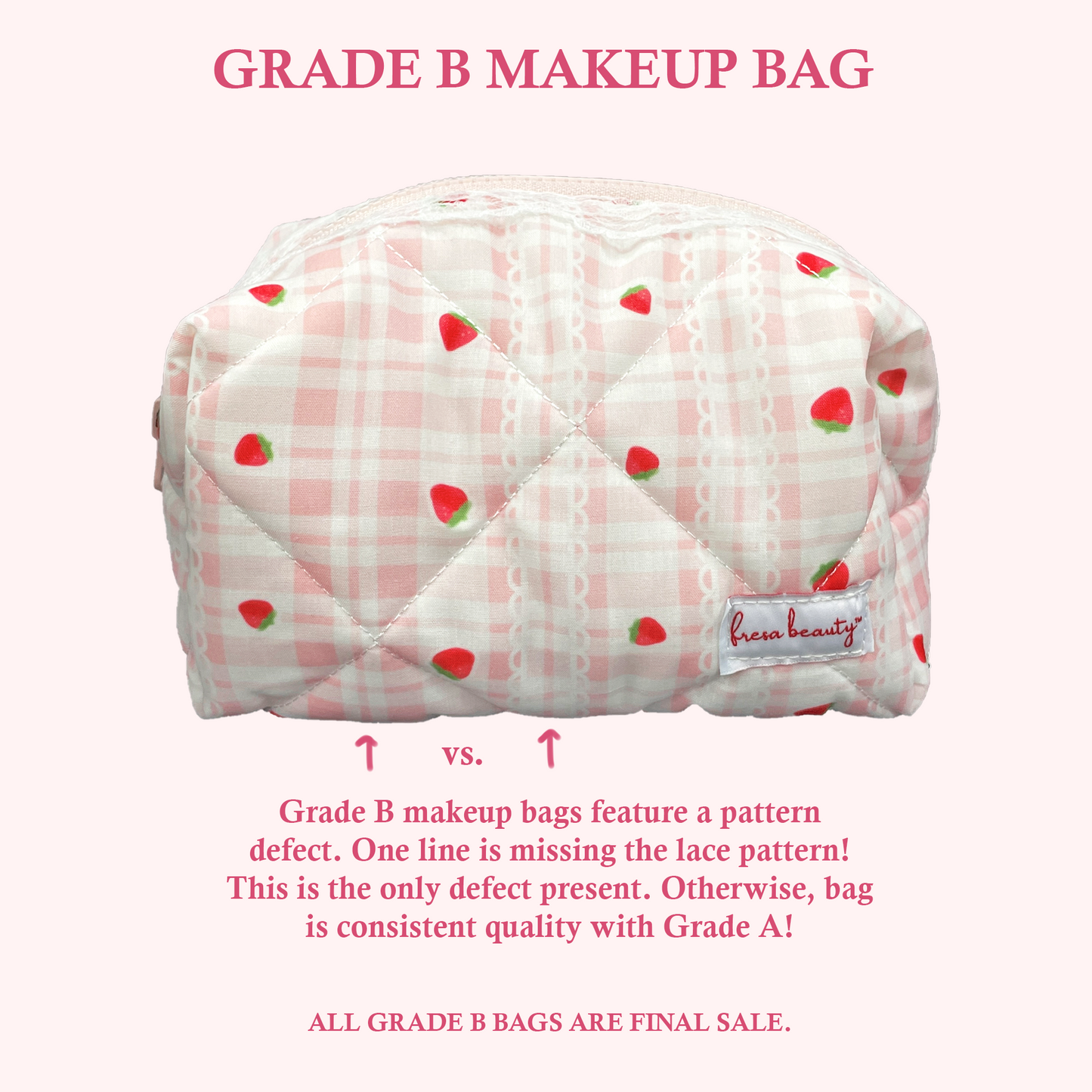 Grade B Strawberry Chiffon Makeup Bag