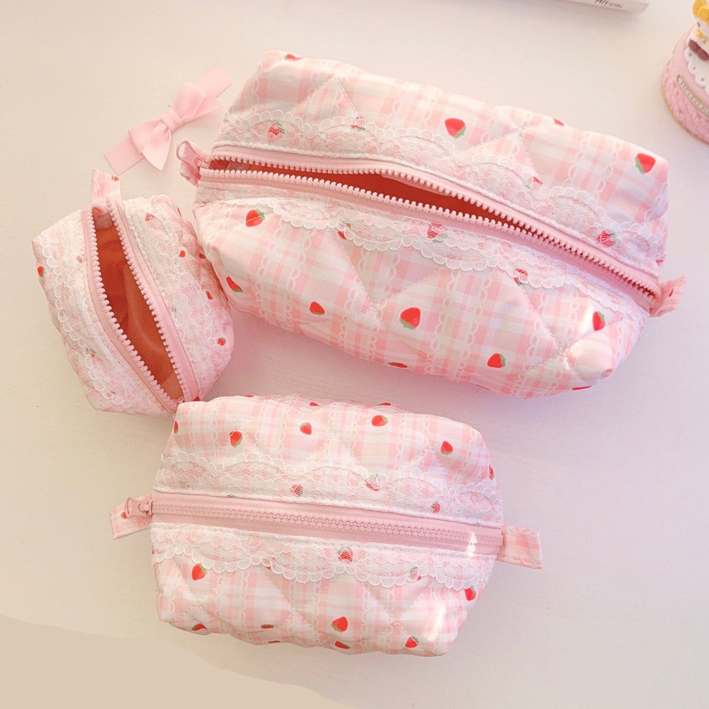 Strawberry Chiffon Makeup Bag Bundle