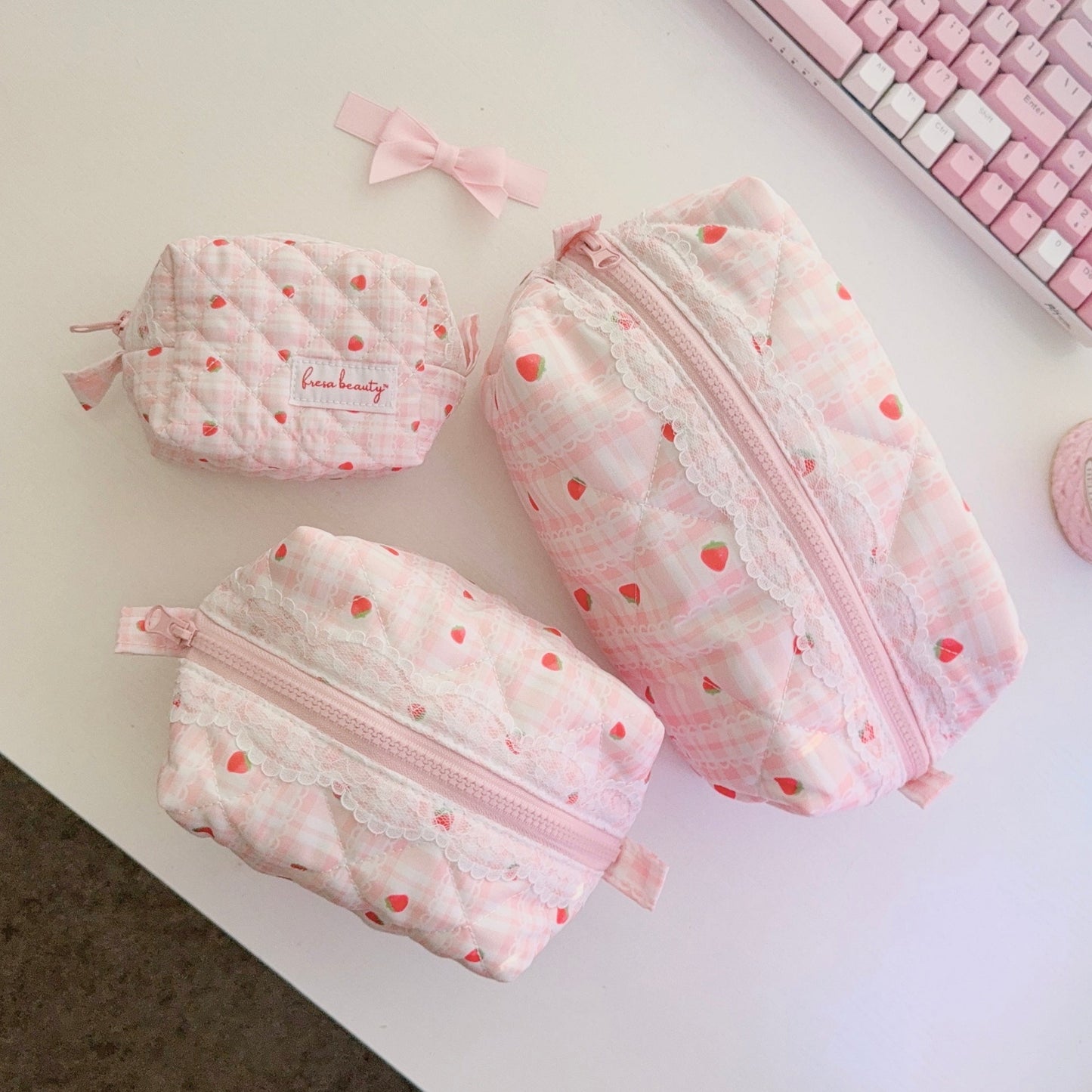 Strawberry Chiffon Makeup Bag Bundle
