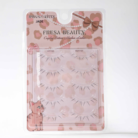 Fresa Beauty bottom eyelash packaging with kitty design on a white background