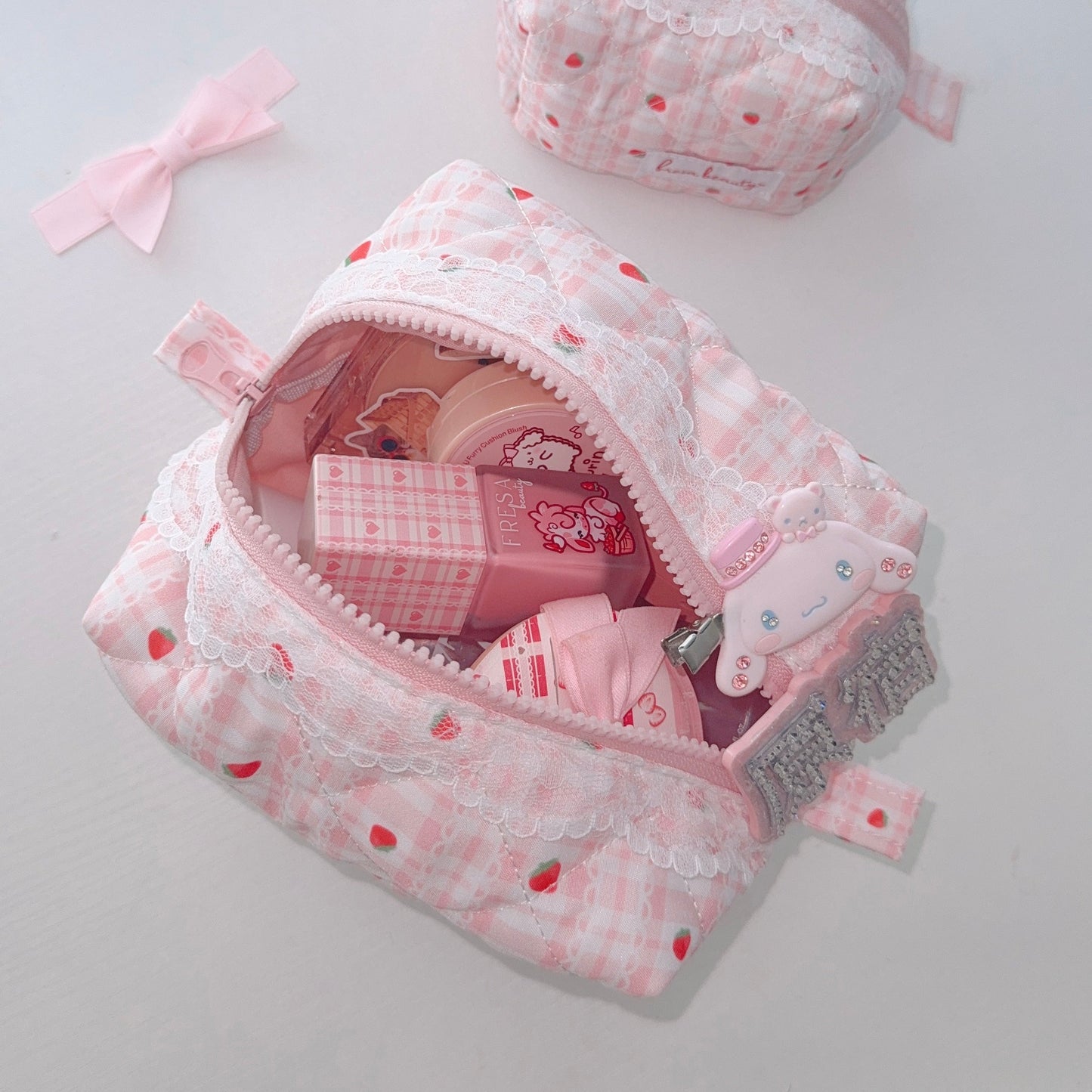 Strawberry Chiffon Makeup Bag Medium